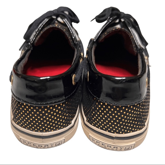 Sperry Top-Sider Black with Gold Polkadots Slip-On Loafer/Boat Shoes - Picture 7 of 10